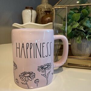 Rae Dunn Pink Happiness Mug with Floral Design